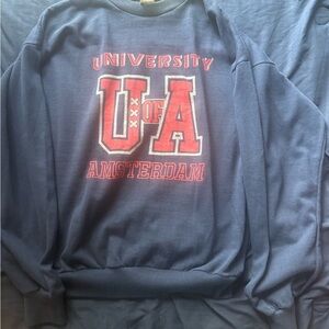 Men's Vintage 90's University of Amsterdam Navy Blue Crewneck Sweatshirt Sz M
